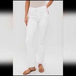 MOTHER The Weekender Fray Jeans Size 34 = 14 US White Made In USA Flare